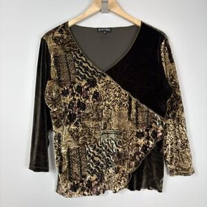 Vtg Y2K Velvet Burnout Patchwork Top Whimsigoth Witch Fairy XL USA Made Floral